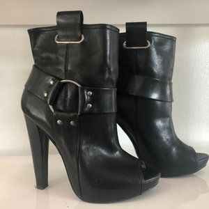 Jessica Simpson black peep-toe high heel booties